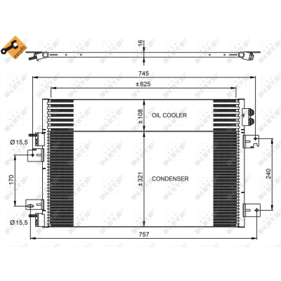 Imagen de NRF EASY FIT 350031 Condensador con junta anular 15,5 Aluminio 625