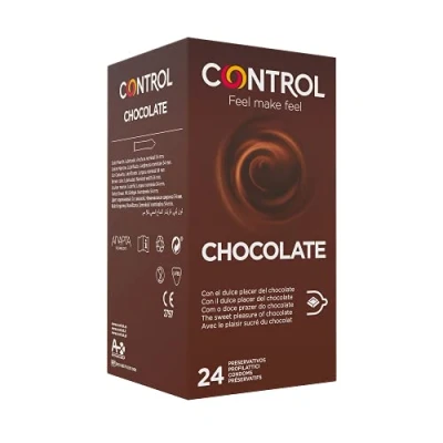 Imagen de Control Preservativos Chocolate. Caja Pack Ahorro 24 Condones Dulce Placer de Chocolate, Lubricados, Sexo Seguro. Disfruta unos con Ajuste Perfecto para una Relación Segura.