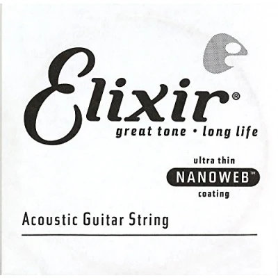 Imagen de Cuerda de guitarra acústica individual Elixir® Strings bronce en proporción 80/20 con recubrimiento NANOWEB® (.045)