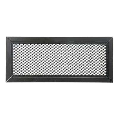 Imagen de Rejilla de Ventilación en Aluminio Perforado con Malla Protectora, Negro RAL9005, Aire para Interior/Exterior, Difusor Caliente. (33 x 12 cm)