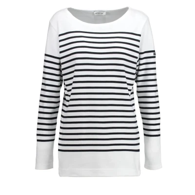 Imagen de Armor Lux Mariniã¨re Amiral Femme Camiseta de Manga Larga, Multicolor (Bi9 Blanc/Rich Navy Bi9), 42 (Talla del Fabricante: 3) para Mujer