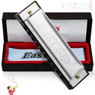 Imagen de East top blues Harmonica, armónica diatónica clave de C 10 agujeros 20 tonos, órgano boca arpa para adultos, niños, principiantes, profesionales y estudiantes