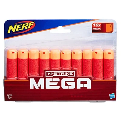 Imagen de Nerf N Strike Mega Series Dart, 10 Pack Toy Blaster, Color Orange,Red, Estándar (Hasbro A4368)