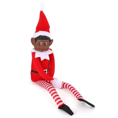Imagen de Elfos se comportan Mal Elfo de Color 12 Pulgadas con Cara Vinilo y Cuerpo Suave Travieso Navidad (Elf Negro)