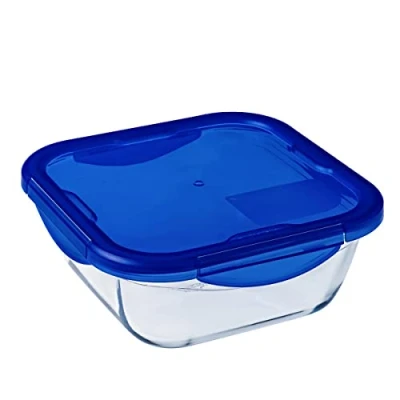 Imagen de Pyrex Cook &amp; Go Recipiente Cuadrado 16X16CM 85CL con Tapa Cook&amp;GO, Azul, 2.26 cm