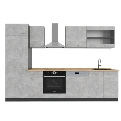 Imagen de Vicco Mueble de cocina &quot;R Line&quot;, Hormigón/antracita, 300 cm sin encimera