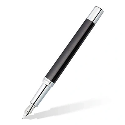 Imagen de STAEDTLER Triplus 474 F09 3 Pluma estilográfica, color gris antracita, carcasa metálica en forma triangular ergonómica, plumín de acero F, con cartucho tinta azul