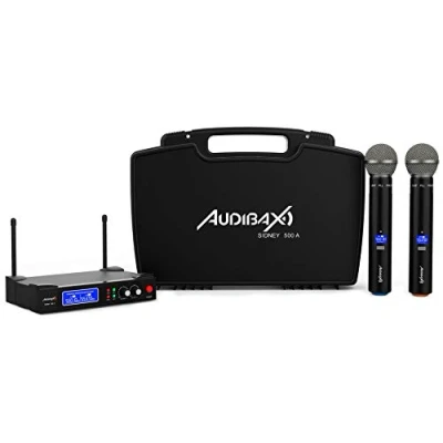 Imagen de Audibax Sidney 500 A Sistema de Micrófono Inalámbrico UHF Profesional Doble Mano Modulación Analógica Incluye Maleta Transporte Alcance 50 Metros