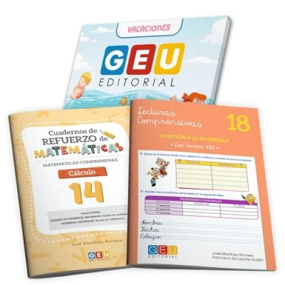 Imagen de Cuaderno VERANO 5 Primaria Problemas Matematicas Pack Libros De Repaso Comprension Lectora Lecturas Comprensivas GEU 18 + 14 Matemáticas