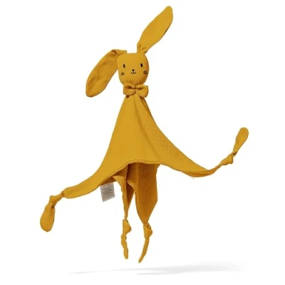Imagen de Mababu Manta de seguridad con forma conejo Regalos para nacimiento Peluche bebé GOTS Algodón muselina orgánico a partir 0 meses Niño &amp; Niña Paños