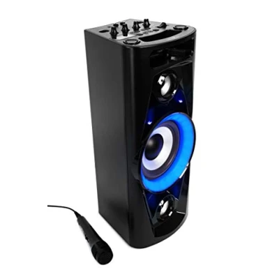 Imagen de Reflexion PS07BT Máquina móvil de sonido disco (con Bluetooth, radio, 2 x USB, entrada auxiliar, función karaoke y batería), color negro