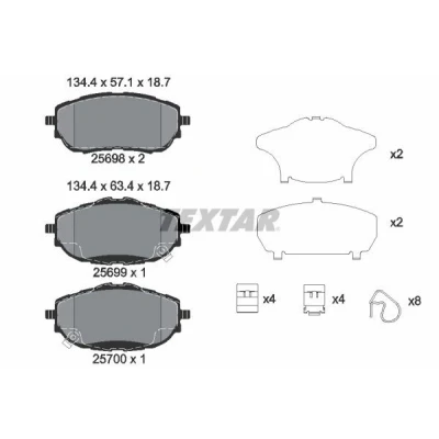 Imagen de TEXTAR 2569801 Juego de pastillas freno con avisador acústico desgaste accesorios TOYOTA: Auris Hatchback, Familiar, Corolla X Berlina