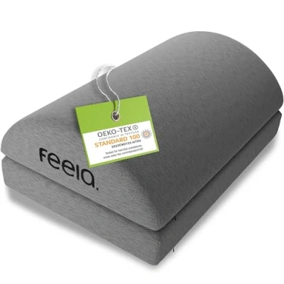 Imagen de feela.® Reposapiés ergonómico para escritorio &amp; co Se puede utilizar como reposapiés, banco de pies o en la oficina Regulable altura (Negro)