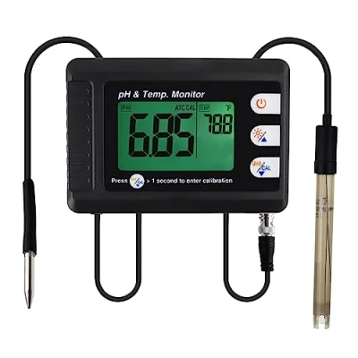 Imagen de Profesional pH &amp; Temperatura Metro con ATC y Automático Calibración Función, Agua Ensayador Medición para Acuario Hidroponia (pH Monitor)