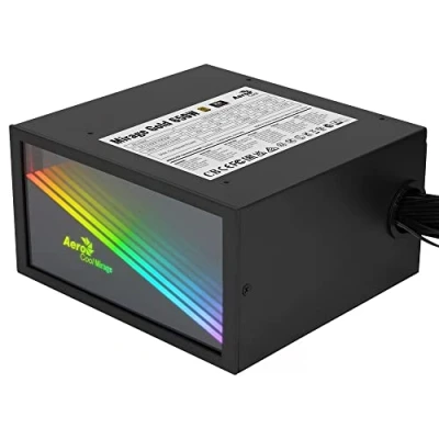 Imagen de Aerocool MIRAGEGOLD650, Fuente Alimentación PC 650W, RGB Infinity Mirror, 80Plus Gold, Condensadores Japoneses, Negro