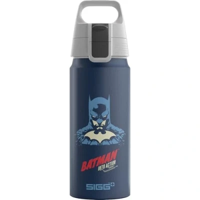 Imagen de Sigg WMB ONE Batman Into Action Blue cantimplora infantil (0.6 L), hermética sin sustancias nocivas, botella de aluminio ligera fabricada en Suiza