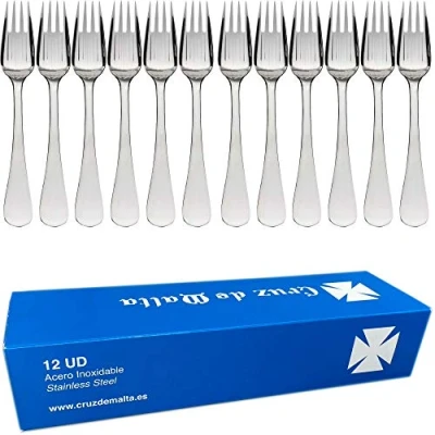 Imagen de Tenedores Arroceros de Acero Inoxidable Juego Cubiertos Vajilla para Paella Marisco Pescado 20 cm (12 Unidades)