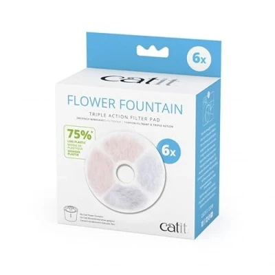 Imagen de Filtro Triple Acción para Fuentes Flor Gatos Catit (Menos Plástico), 6 uds