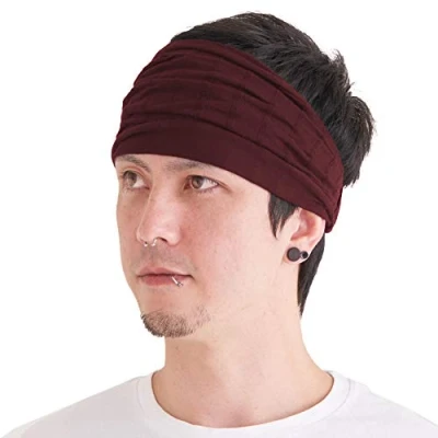Imagen de CHARM Diadema De Algodón Suave Unisex Bandas Para Quimioterapia, Boho Headband Ancha Japonesa Vino