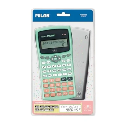 Imagen de Calculadora milan cientifica m240 silver 2 lineas 240 funciones 10+2 digitos color verde turquesa con tapa