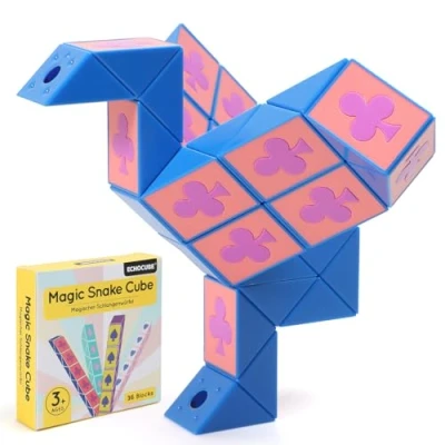 Imagen de ECHOCUBE Magic Snake Cube de Póker, Paquete 36 Bloques Cubo Serpiente Velocidad, Bolsas Fiesta para Niños, Juguetes Educativos Rompecabezas Twist Fidget (Azul)