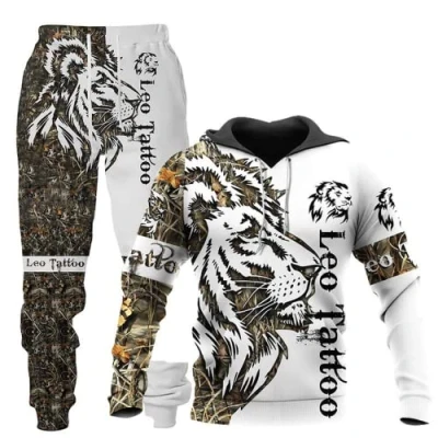 Imagen de LEXAHO sudadera unisex con capucha 3D Wolf estampado de lobo, unisex, y pantalones, S 6XL, Hoodie2., L
