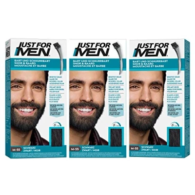 Imagen de Just For Men Tinte de barba y bigote para hombre, color negro natural (M55), 3/ paquete