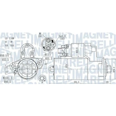 Imagen de MAGNETI MARELLI 063721521010 Motor de arranque 12 2,2 9 VOLKSWAGEN: Touareg I