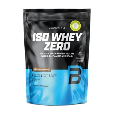 Imagen de BioTechUSA Iso Whey Zero Premium Protein Isolate Grass Fed Enzyme Free Sugar and Gluten free, 454 g, Avellana