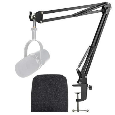 Imagen de YOUSHARES Soporte de Micrófono con Parabrisas Espuma que Mejora la Calidad del Sonido para el Shure MV7 USB Podcast