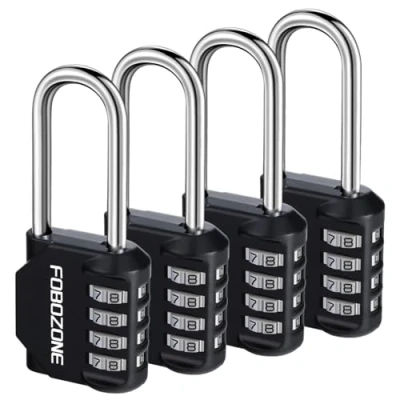 Imagen de FOBOZONE Candado de combinación 4 dígitos para exteriores, impermeable, con código reajustable, casillero gimnasio, armario, cobertizo, cerrojo, puerta, caja herramientas, cerradura