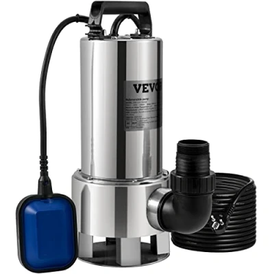 Imagen de VEVOR Bomba Sumergible de Aguas Residuales 1300W 1,75HP Agua Flujo Máximo 333,3L/min Sucia Elevación Máxima 11m para Bombear Piscinas, Sótanos, Estanque