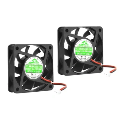 Imagen de Auriculares iPaquete de 2 ventiladores refrigeración sin escobillas 60 mm por 15 6015 12 V CC con rodamiento bolas, pinesnalámbricos e 32