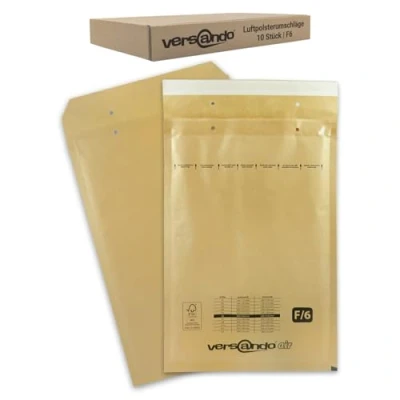Imagen de versando 10 sobres acolchados F6, tamaño interior 220 x 340 mm, dimensiones exteriores 240 350 color marrón/amarillo dorado para DIN A4/A5