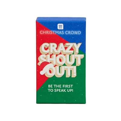 Imagen de Talking Tables Shout Out Christmas Trivia Game Preguntas del cuestionario de Navidad, divertidos juegos mesa para familias, niños, adultos, ideas rellenar medias, rojo, grito CCROWD