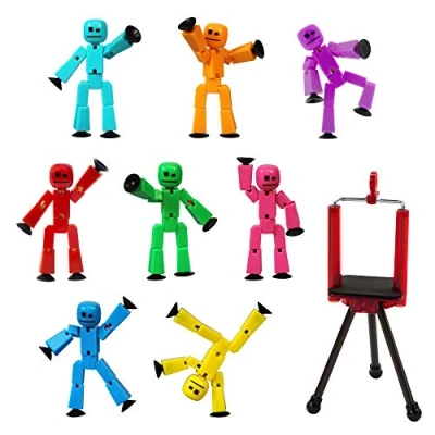 Imagen de Zing Stikbot 8 Solid Pink/Yellow/Light Blue/Green/Dark Blue/Purple/Orange/Red Color y Trípode Rojo (TST888SCTP)