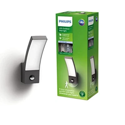 Imagen de Philips Aplique mural con sensor Splay, lámpara LED de exterior, color antracita, luz blanca neutra, 12W