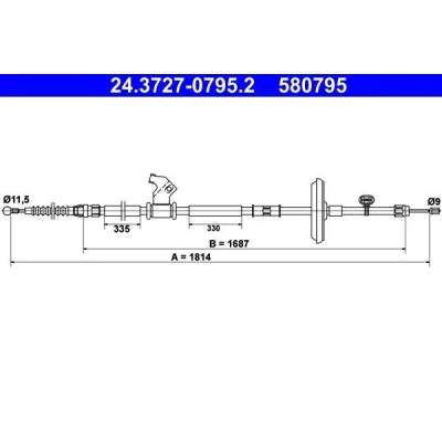 Imagen de ATE 24.3727 0795.2 Cable de Freno Mano 1814 OPEL: Astra J Hatchback