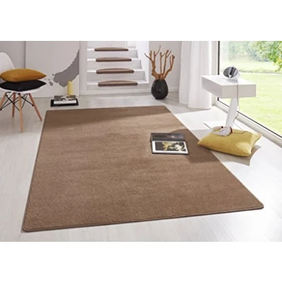 Imagen de Hanse Home Alfombra Interior Fancy de salón Monocolor Moderna Terciopelo para Comedor, salón, habitación los niños, Pasillo, Dormitorio, Cocina, marrón, 80 x 150 cm