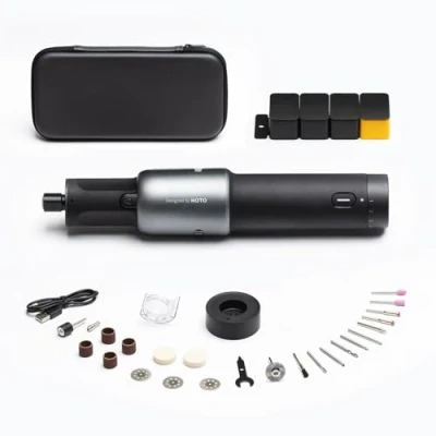 Imagen de HOTO Mini Amoladora Bateria 3.6V, Kit de Herramienta Rotativa Con 35 Accesorios, Velocidad 5000 25000 RPM, Luz LED, Para Pulir, Grabar, Cortar, Taladrar y DIY