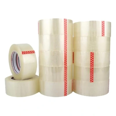 Imagen de KROWN Precinto de Embalaje Fuerte y Transparente, 48 mm x 100 m, Cinta Adhesiva Resistente (6 Rollos)