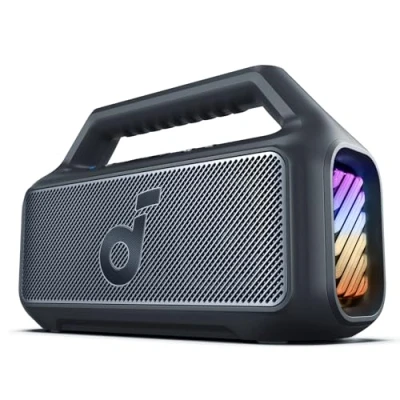 Imagen de Soundcore Altavoz Bluetooth Potente Boom 2, con Sonido 80W Gracias al subwoofer y BassUp™, 24h, IPX7, Tiene Luces RGB, Puerto USB C, para IR de Camping, a la Playa o Campo