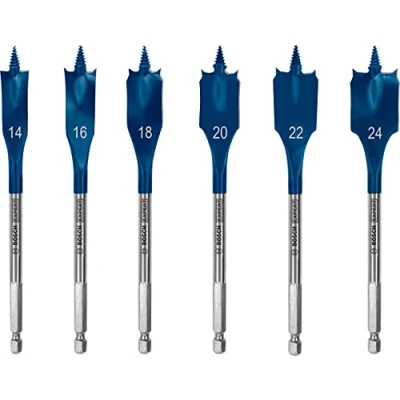 Imagen de Bosch Professional 6x Set de brocas fresadoras planas Expert SelfCut Speed (para Madera blanda, Aglomerado, Ø 14 24 mm, accesorios Taladro impacto rotativo)