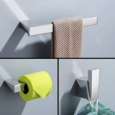 Imagen de Turs 3 Piece Set de accesorios baño Acero inoxidable SUS 304 Sostenedor del papel higiénico Toallero bar/Titular Gancho traje Montaje en pared, Acabado pulido, N1008P