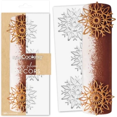 Imagen de ScrapCooking 1970 Molde para azulejos crujientes Alfombra de silicona en relieve crear decoraciones troncos y pasteles 28 x 18 cm Decoración pastelera, postre Navidad