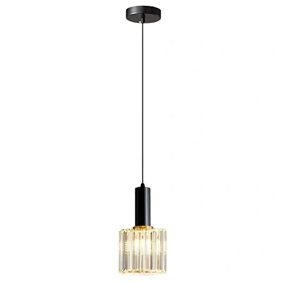 Imagen de XIRYTU H Mini Cristal Moderno Lámpara Colgante para Cocina Isla Comedor Dormitorio,Base Negro de Techo Luz (1 luz)
