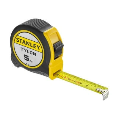 Imagen de STANLEY Flexómetro Tylon de 5 m, Cinta Métrica, Acero Resistente, Revestimiento Duradero (aumenta en 50% durabilidad), Diseño Compacto Ergonómico, 1 30 697