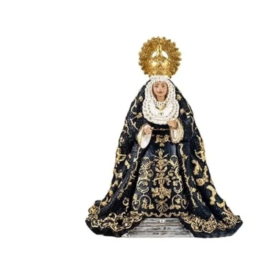 Imagen de DRW Virgen de la Macarena luto Negro Reina y Señora Sevilla Resina Pintada a Mano 12x10x15 cm