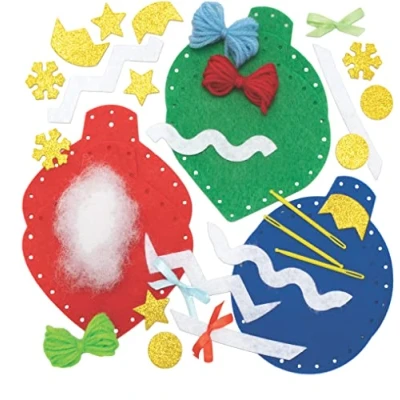 Imagen de Baker Ross FC151 Kit de Costura Adornos Navideños Paquete 3, Juego para Niños, Proyecto Ideal Artesanía Navideña
