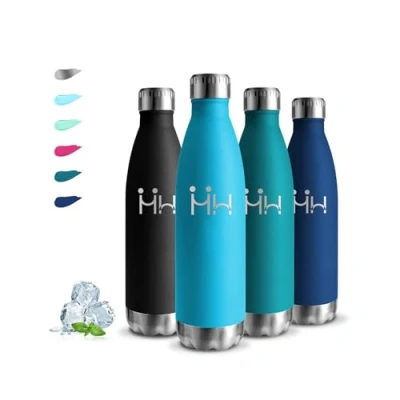 Imagen de Botella Agua Acero Inoxidable, 500ml Termica, sin BPA, Niños, A Prueba de Fugas, Cantimplora Aislamiento al Vacío, para Escuela, Oficina, Cámping